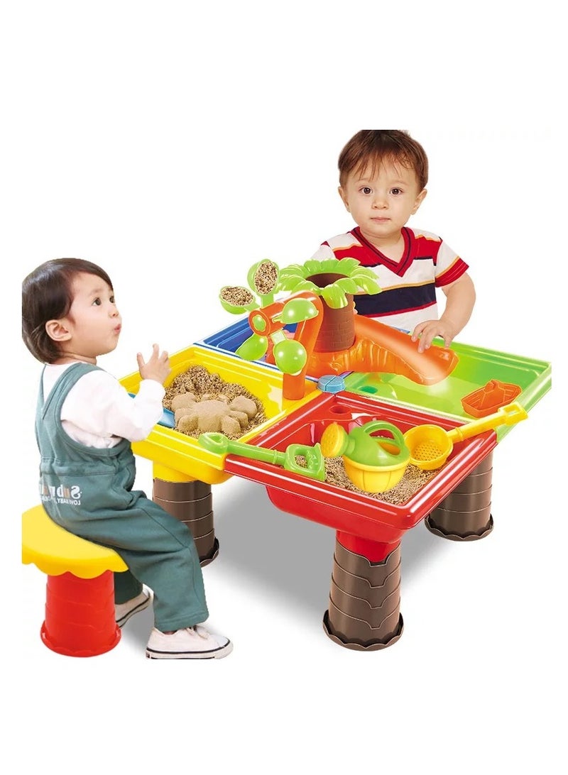 Plastic Kids Outdoor Playset Activity Sand And Water  BeachTable Game Playing Set .