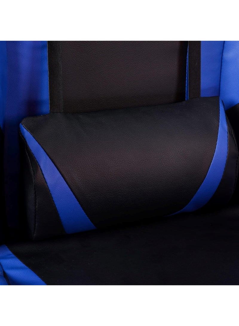 Ergonomic Gaming Chair Heavy Duty Office Throne with Headrest Armrest and Footrest Blue