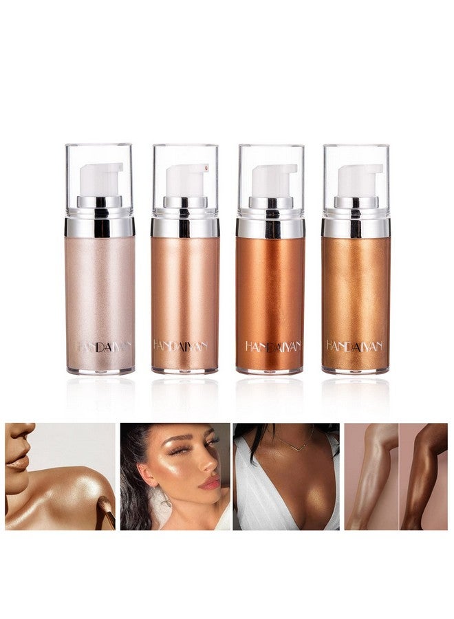 4 Pcs Body Luminizer Liquid Highlighter Makeup Shimmer Body Cream Face Body Shimmer Glow Illuminator Bronzer Smooth Shine Shimmer Liquid Foundation