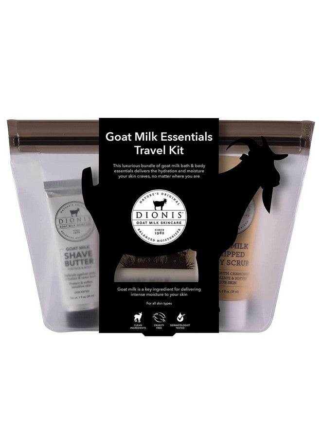 Goat Milk Skincare Vanilla Bean 6 Piece Self Care Essentials Travel Setbar Soap Shave Butter Hand Cream Body Lotion & Whipped Sugar Body Scrub In Resealable Leak Resistant Carrying Case