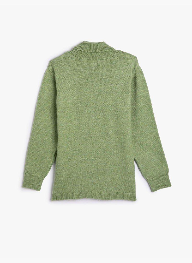 Turtle Neck Sweater Cable Knit Detail Long Sleeve Soft Touch