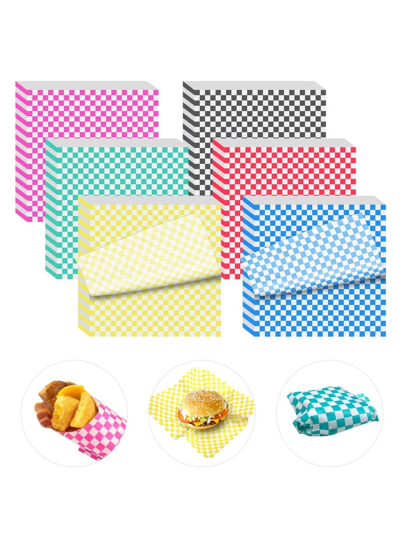 Sandwich Wrapper, 6 Colors/300 Sheets, 30x30cm/12x12 inch Paper Sandwich Paper Liners, Food Basket Liners Wax Paper Deli Wrap Wax Paper Sheets for Wrapping Bread and Sandwiches