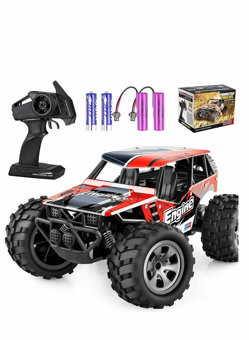 Remote Control Car, RC Cars Remote Control Truck, 2.4GHZ 1:18 Fast Racing Monster Car, Off Road Radio RC Cars for Boys with 4 Batteries for Kids Teens Adults Toys