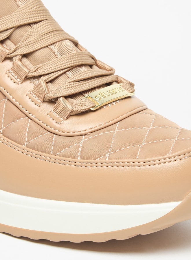 Women's Quilted Sneakers with Lace-Up Closure