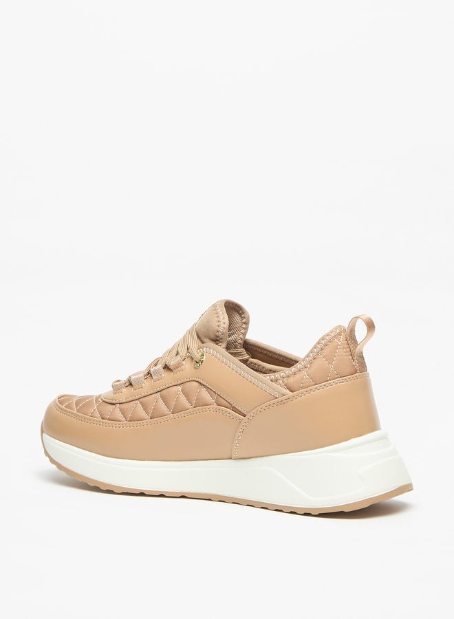 Women's Quilted Sneakers with Lace-Up Closure