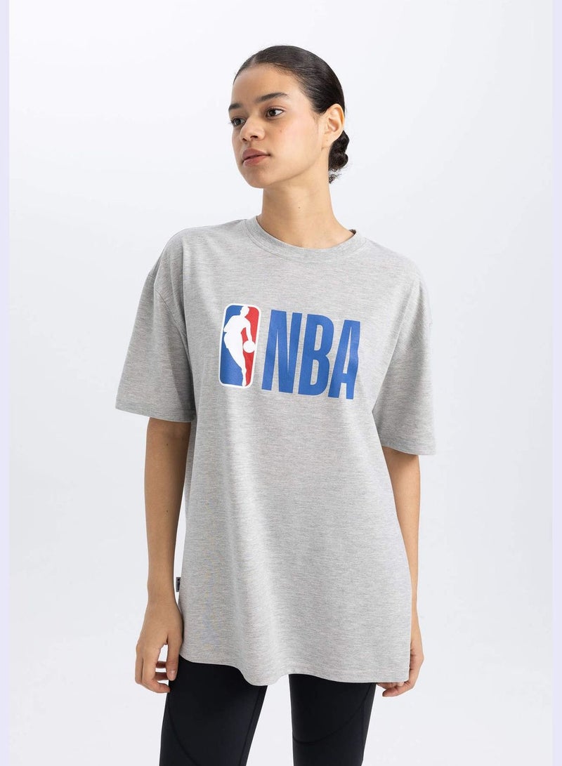 Boxy Fit NBA Licensed Crew Neck Printed Short Sleeve T-Shirt