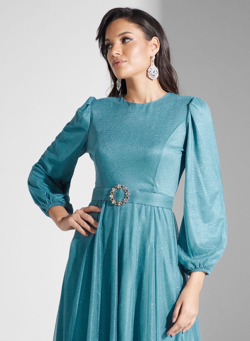 Belted Shimmer Dress