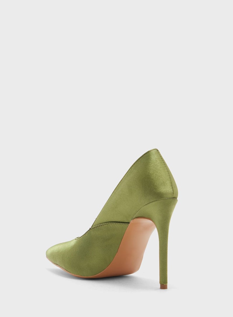 Satin Pointed Pump