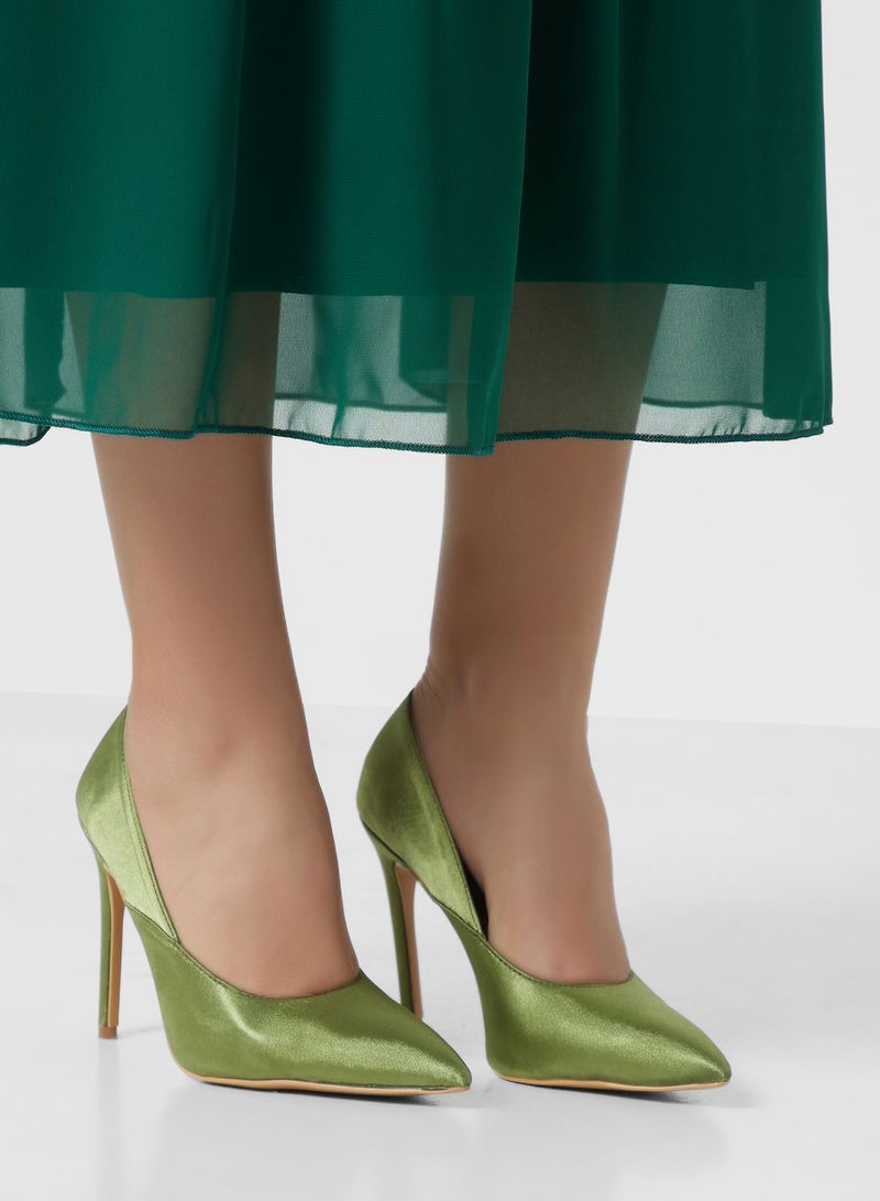 Satin Pointed Pump