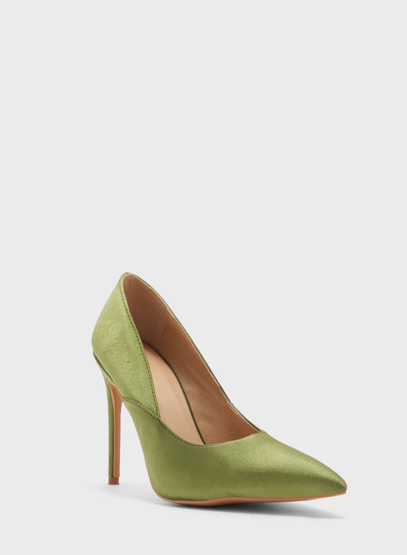 Satin Pointed Pump