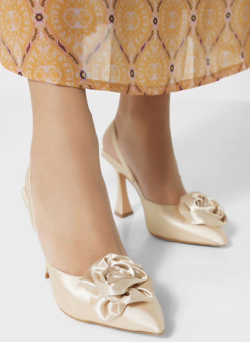 Rose Satin Sling Back Pump