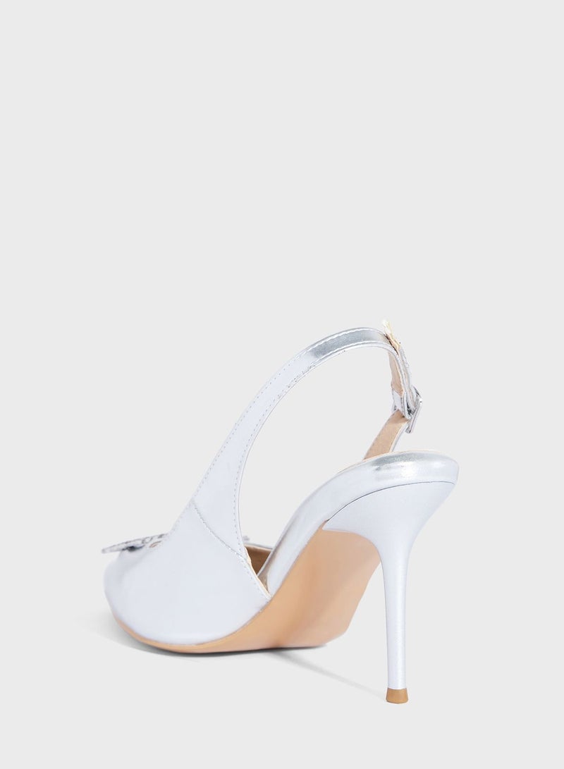 High Heel Metallic Slingback Pump