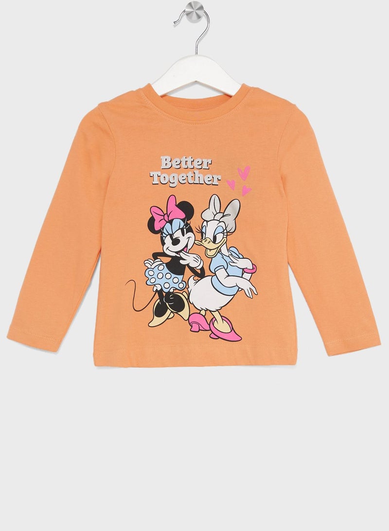 Kids Minnie Mouse Printed T-Shirt & Pyjama Set