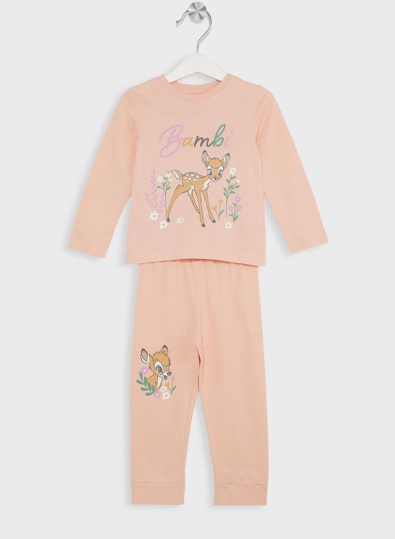 Kids Bambi Printed T-Shirt & Pyjama Set