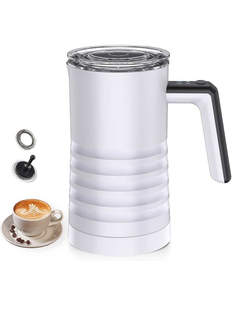 Electric Milk Frother and Steamer 4 in 1 Automatic Milk Warmer 400W Non-Stick Interior 580ml Hot/Cold Stainless Steel Milk Foam Maker for Coffee/Hot Chocolate Milk/Latte/Cappuccinos-White