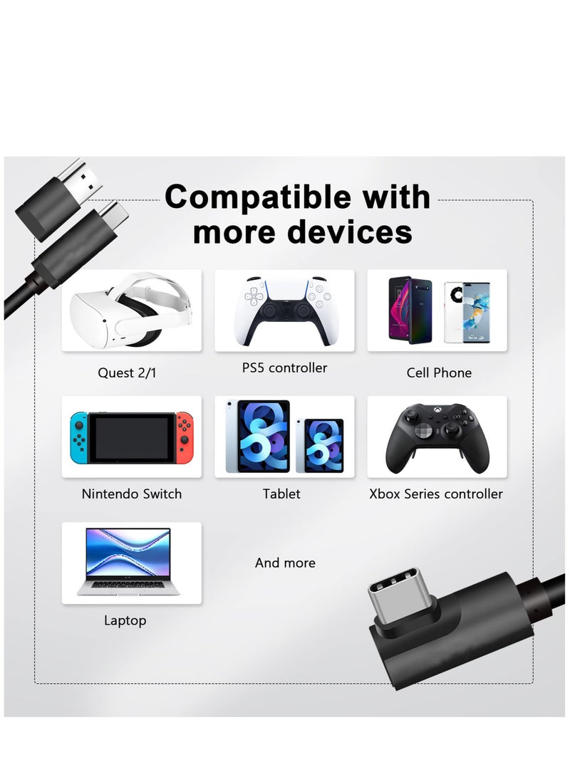 Compatible for Oculus Quest 2 Link Cable 16FT, VR Headset Cable for Oculus Quest 2 / Quest 1, USB 3.2 Type C to C High Speed Data Transfer Charging Cord for Gaming PC & USB C Chargers