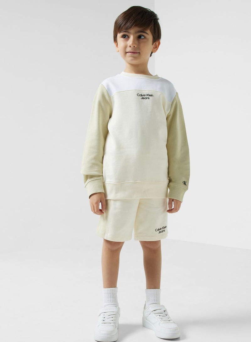 Youth Color Block Sweatshirt & Shorts Set