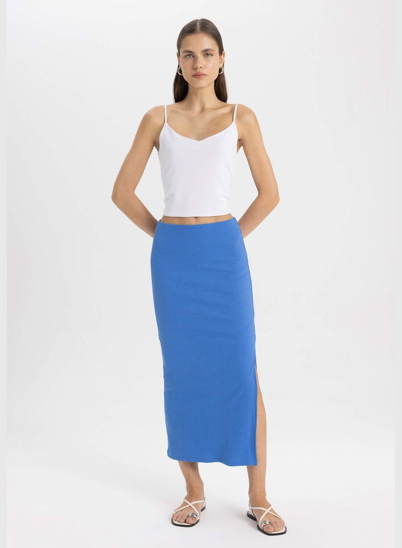 Pencil Camisole Combed Lining High waist Midi Knitted Skirt