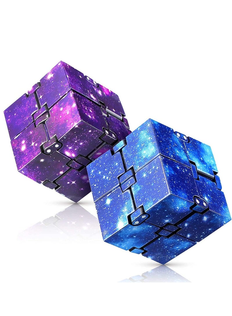 Magic Cube Toy, Cube Toys for Adults and Children to Relieve Stress and Anxiety, Hand-held Magic Puzzle Flip Magic Cube Gadgets Finger Toys for Killing Time, Exercise Finger Dexterity(2 PCS)