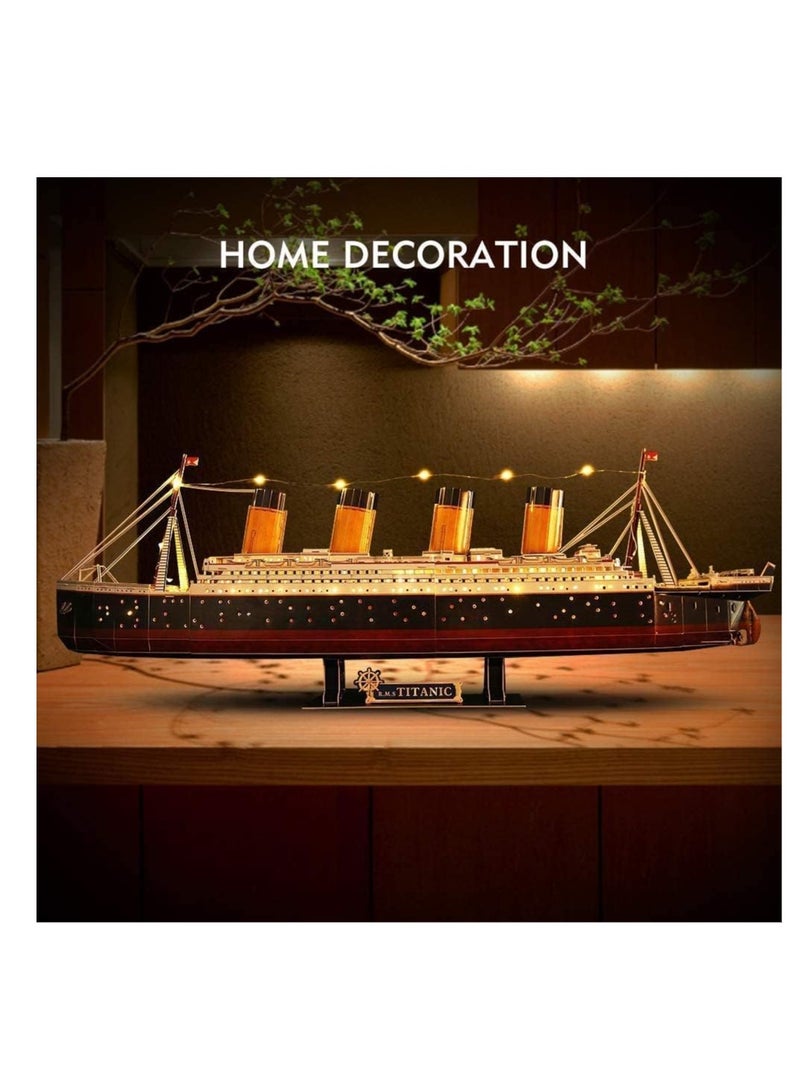 Titanic 3D LED Puzzle 88cm - 266-Piece Model Boat Kit for Adults and Teens - Ideal for Birthdays, Christmas, and Anniversary Gifts