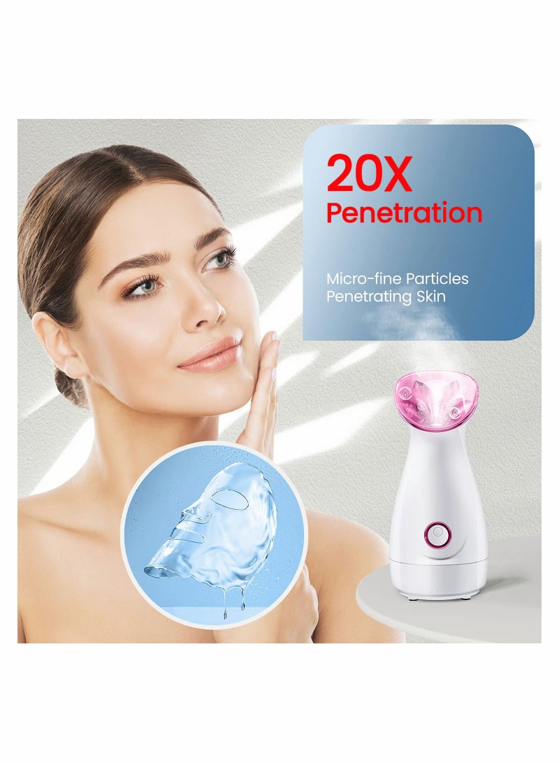 Facial Steamer Nano Ionic Hot Mist Face Blackhead Removal Professional Humidifier Deep Cleanse Home Spa Machine for Moisturizing Unclogs Pores Women Men UK Plug