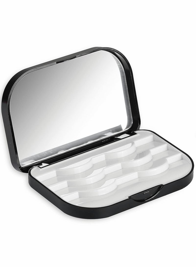Empty Eyelashes Storage Box, 3 Layer False Eyelash Travel Case Fake Eye Lash Organizer with Mirror Can Store 3 Pairs (Black) 2 PCS