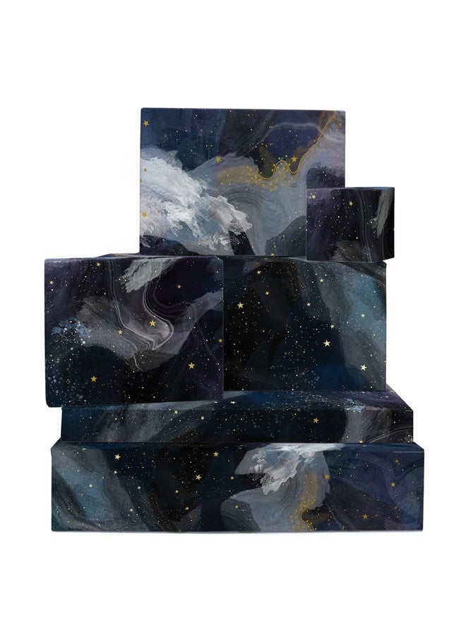 Galaxy Wrapping Paper 6 Sheets Of Birthday Gift Wrap Space Wrapping Paper Blue Black Recyclable For Birthday Christmas Halloween Thanksgiving