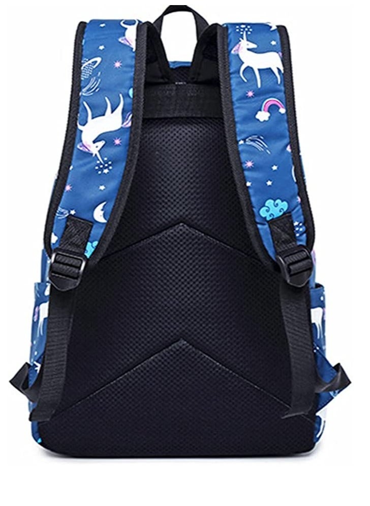 Dream Unicorn School Bag Kids 3-in-1 Bookbag Set Laptop Backpack Lunch Bag Pencil Case Gift for Teen