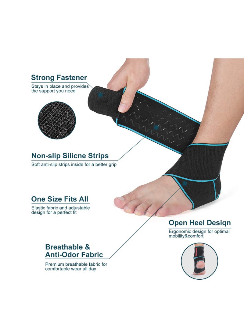 Ankle Support Brace, Breathable Ankle Wrap, Adjustable Compression Ankle Support Wrap Sleeve for Sprained Ankle, Stabilize Ligament, Sports, Against Chronic Ankle Strain Fatigue (1 Pair)