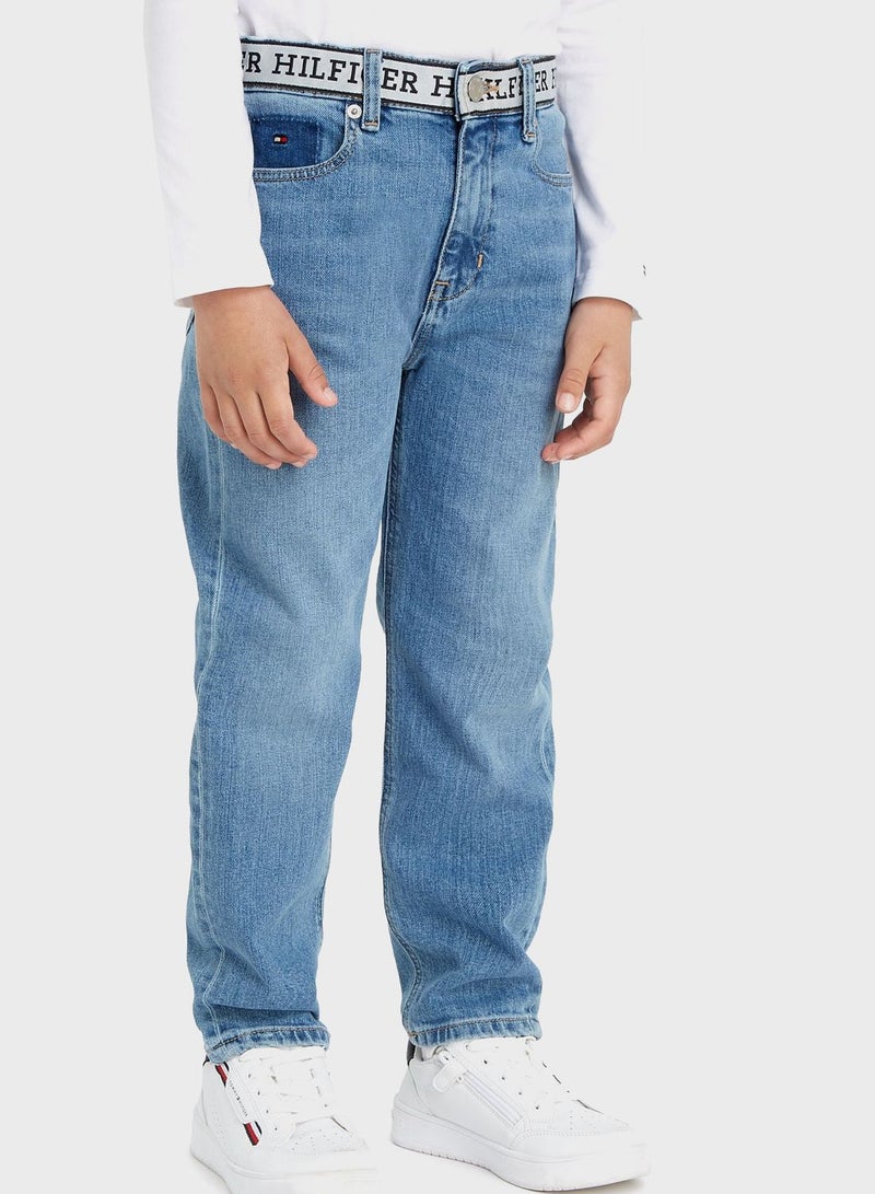 Kids Mid Wash Straight Jeans
