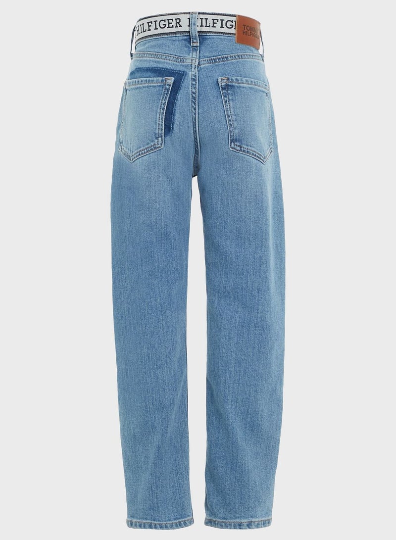 Kids Mid Wash Straight Jeans