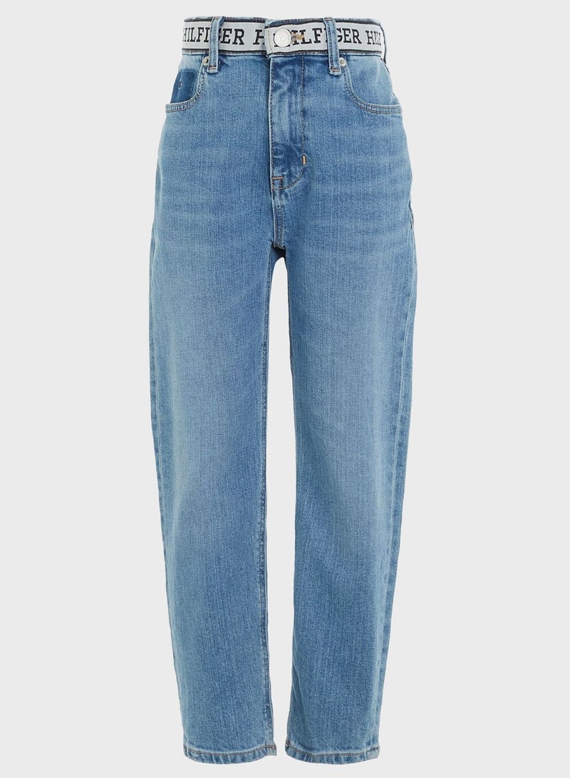 Kids Mid Wash Straight Jeans