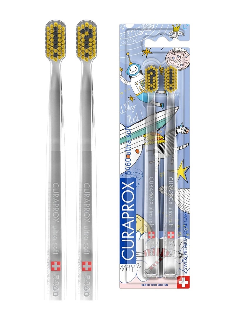 Curaprox Toothbrush CS 5460 Ultra Soft Duo Hento Toto Edition Toothbrush For Adults 5460 CUREN Bristles Curaprox Manual Toothbrush