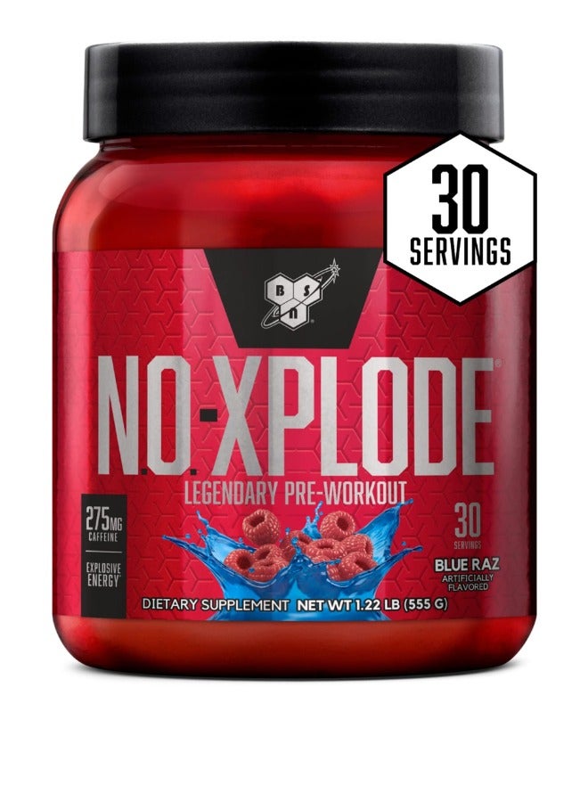 N.O.-Xplode Legendary Pre-Workout Blue Raz Flavor 30 Servings