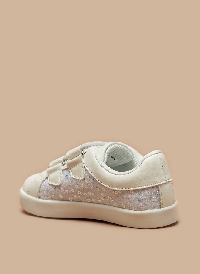 Girl's Embellished Casual Sneakers Shoes With Hook And Loop Closure Ramadan Collection