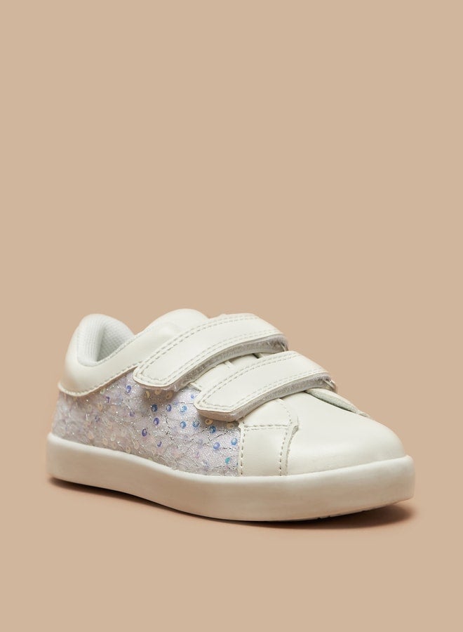 Girl's Embellished Casual Sneakers Shoes With Hook And Loop Closure Ramadan Collection