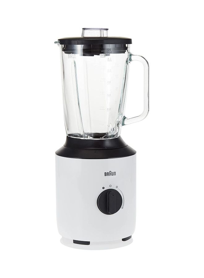 Jug Blender, 1.5L Glass Blender, TriAction Technology Variable Speed And Pulse, 2 Mills Chopper And Grinder, Stainless Steel Blades, Thermo Resistant Glass 1.5 L 800 W ‎JB 3173 White