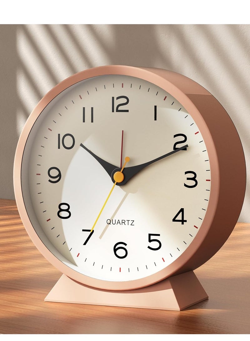 Analog Alarm Clock,  Travel Alarm Clock Basic Bedroom Clock Table Clocks, Small Retro Desk Clock, Slient Metal Table Clock with Light for Living Room Decor, Bedroom, Bedside, Shelf