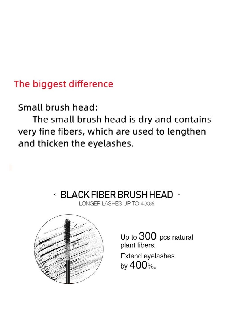 Double Head Mascara, 2 in 1 Mascara, with Big and Small Brush, for Fine Short Eyelash, Smudge-proof, No Clumping, No Flaking, Waterproof Extra Long Lash Eyelashes, Voluminous Eyelashes