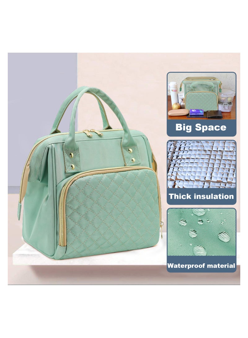 Lunch Bag for Women, Insulated Lunch Box Tote Bags with Wide-Open,Reusable Cooler Cute Lunch Boxes with Water Resistant for Work Office Travel and Picnic (Green)