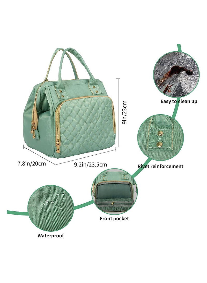 Lunch Bag for Women, Insulated Lunch Box Tote Bags with Wide-Open,Reusable Cooler Cute Lunch Boxes with Water Resistant for Work Office Travel and Picnic (Green)