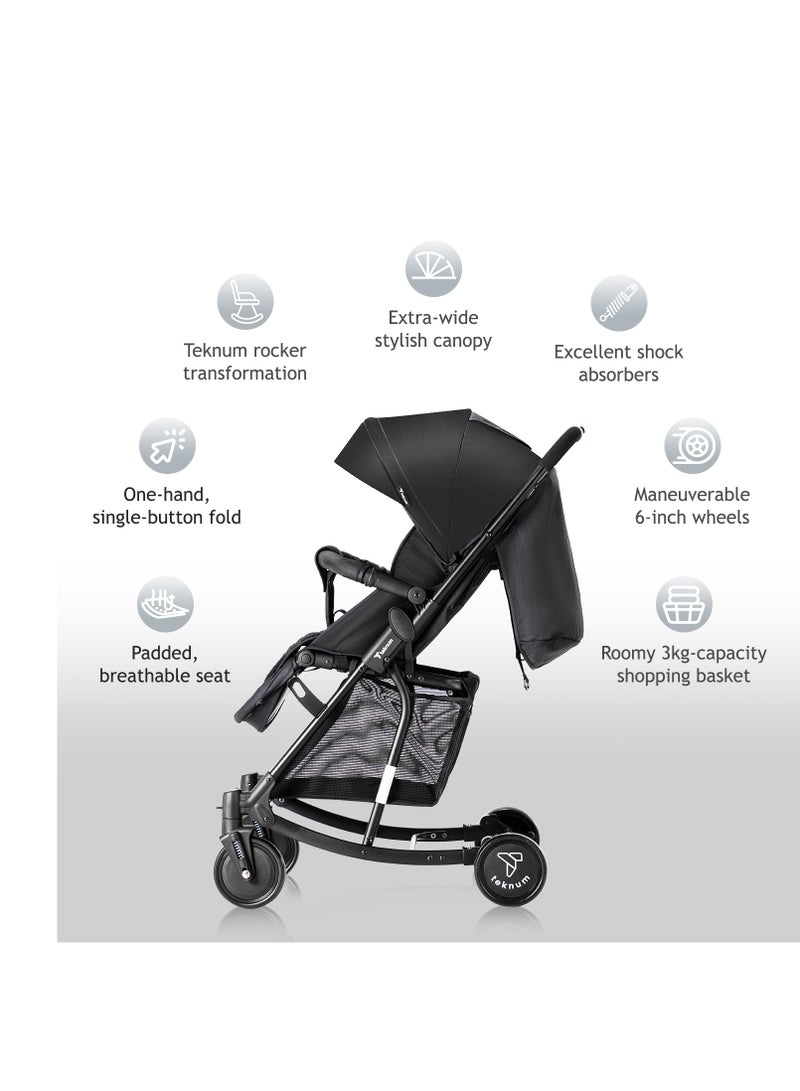 Teknum Stroller With Rocker with Pink Fashion Diaper tote Bag- Black