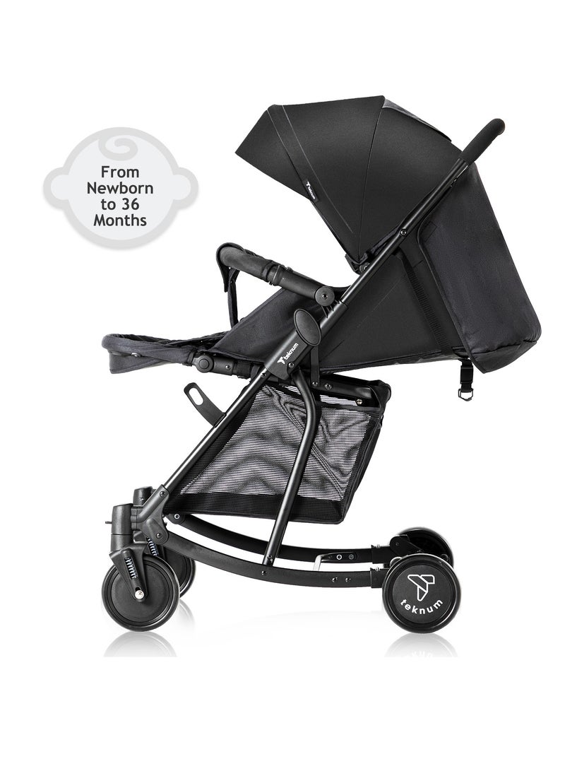 Teknum Stroller With Rocker with Pink Fashion Diaper tote Bag- Black