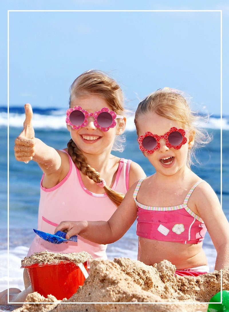 6 Pcs Flower Kids Sunglasses Round Sunglasses Colorful Flower Shaped Party Sunglasses for Toddler Kids Boys Girl Travel Outdoor Photography