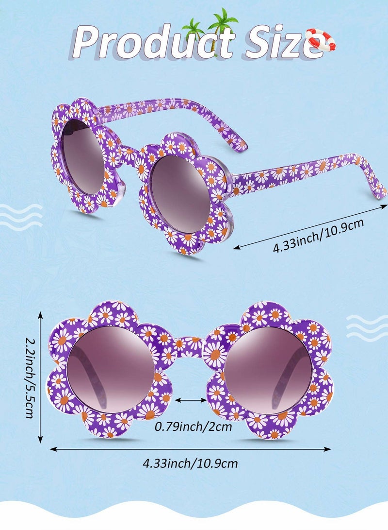 6 Pcs Flower Kids Sunglasses Round Sunglasses Colorful Flower Shaped Party Sunglasses for Toddler Kids Boys Girl Travel Outdoor Photography
