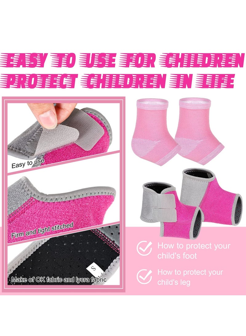 2 Pairs Kids Ankle Brace Set Foot Support Stabilizer Wraps Protector Guard Knitted Ankle Sleeve Sock Support Ankle Support Compression Socks for Injury Prevention, Pink