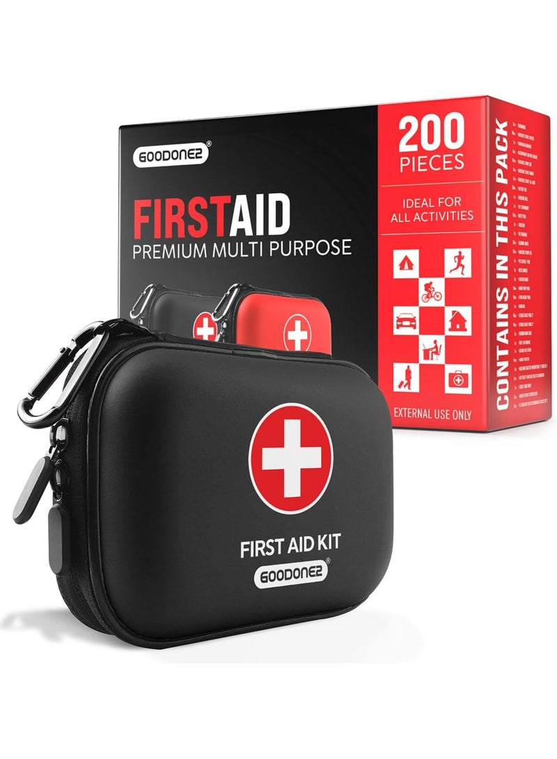 200 Pcs First Aid Kit + Survival kit for Treat, Protect Minor Cuts, Scrapes. Home, Office, Car, School, Business, Travel, Emergency, Survival, Hunting, Outdoor, Camping & Sports (200-Black)
