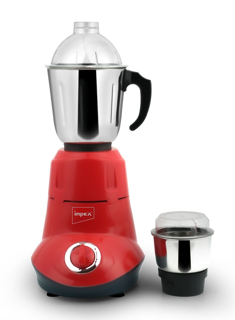 Blender 2 In 1 Mixer Grinder, Powerful Motor, Stainless Steel Jars And Blade, 3 Speed With Pulse Control, Overload Protection 550 W BL 319C RED