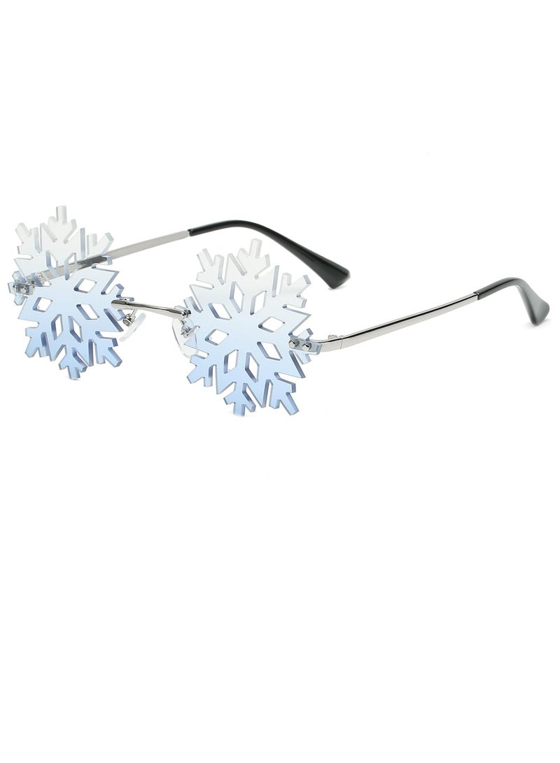 Snowflake Shape Rimless Sunglasses for Women and Men Unique Party Small Mirrored Eyeglasses Novelty Unique Party Eyeglasses Fun Party Glasses Steampunk Accessories for Men and Women Cosplay