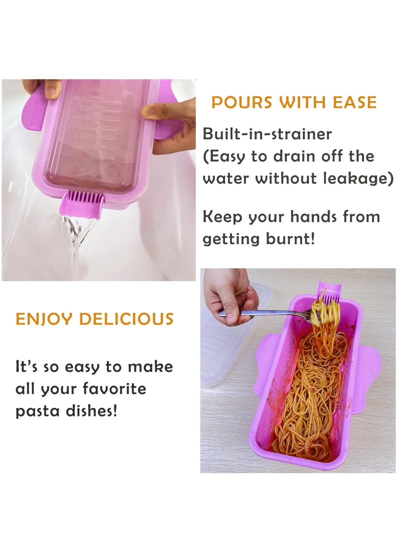 Microwave Pasta Container Cooker, Noodles Cooker with Strainer. Quickly Cooks up to 4 Servings Pasta, Cute Elephant-Shaped Multifunctional Cooker 2000ML / 68OZ(Purple)